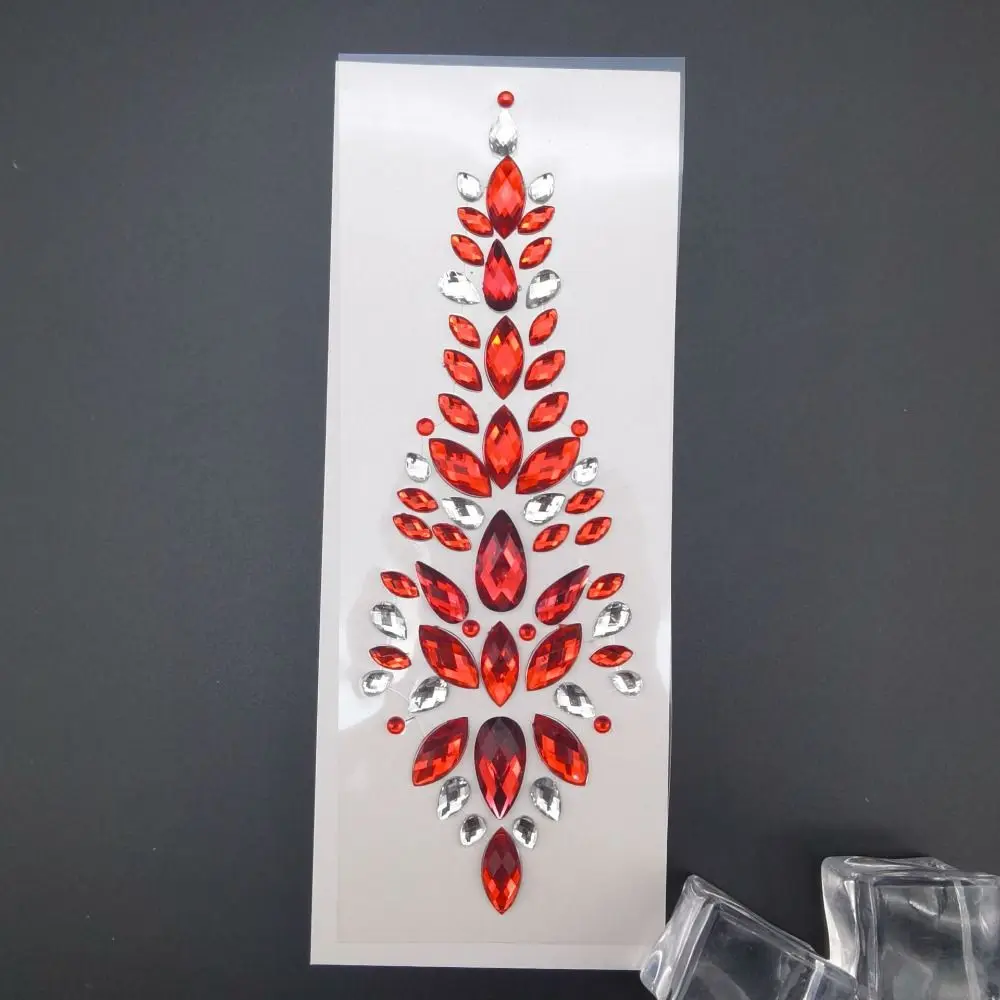 Fashion EDM Music Festival Tattoo Stickers Glitter 3D Crystal Forehead Sticker Crystal Adhesive Body Face Colored Rhinestone