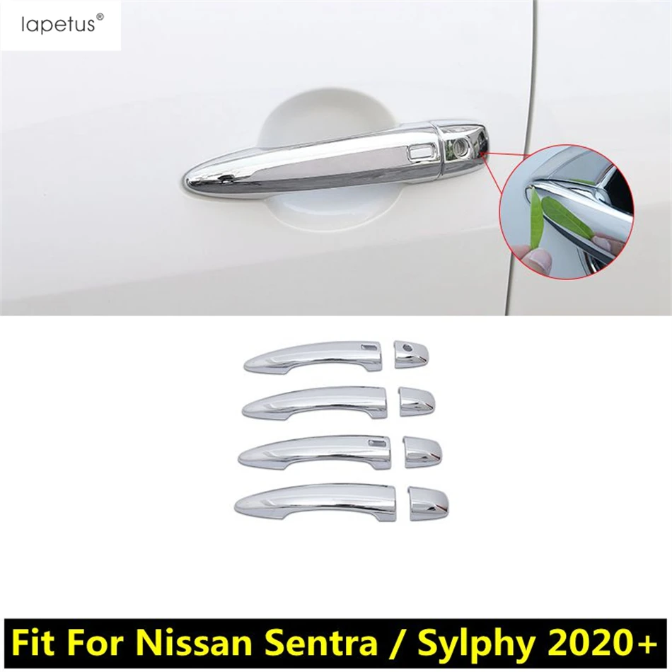 

For Nissan Sentra / Sylphy 2020 - 2024 Chrome Door Side Handle Cover Trim Protection Cap Accessories Carbon Fiber Car Styling