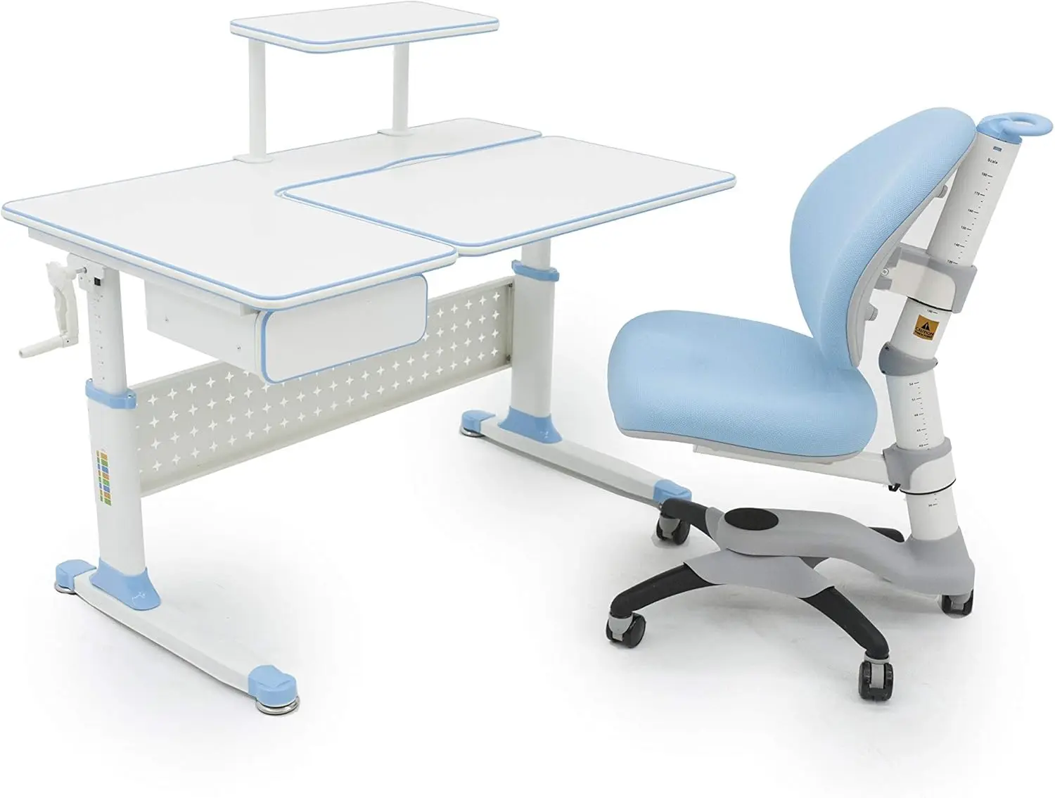 

ApexDesk Height Adjustable Study Desk 43" with Drawer & Chair (Desk and Chair Bundle – DX Series Blue)