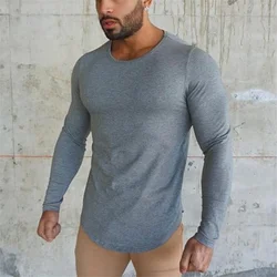 Brand fashion Mens t shirt 2020 Spring Autumn Slim longsleeve Fitted T-shirts male Tops Leisure Bodybuilding Long Sleeve tees