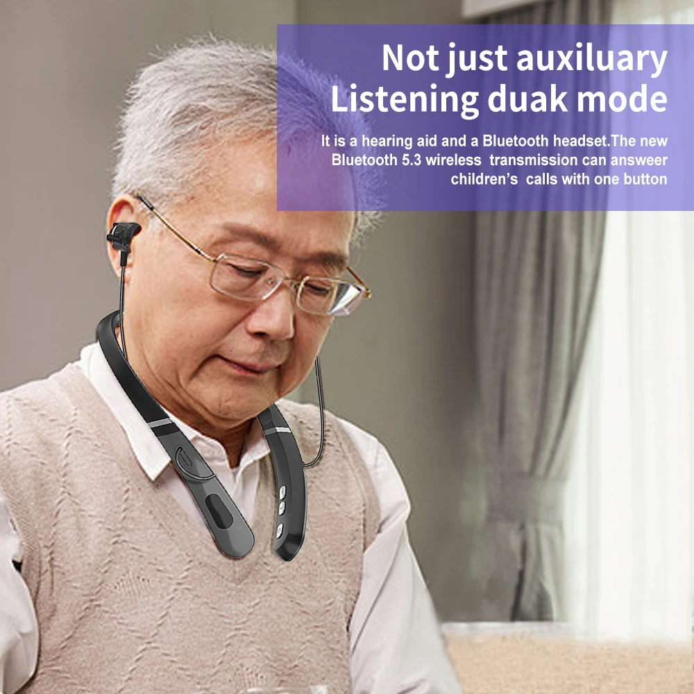 Hearing Aids for Deafness Wireless Bluetooth Headphone Neckband Elderly Sound Amplifier 5 Levels Volume 16 Channels Hearing Aid