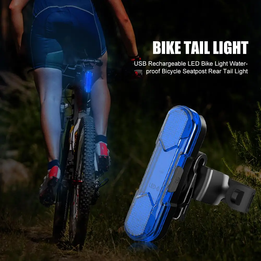 

3Pcs USB Rechargeable LED Bike Light Waterproof Bicycle Rear Tail Light (Blue)