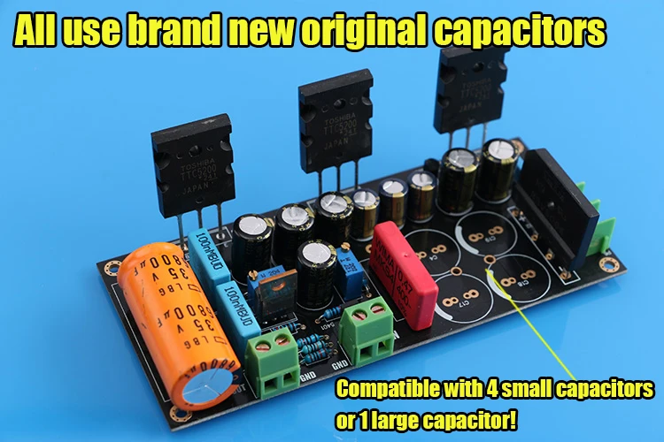 1 Pair Hood 1969 Amplifier Audio Board 25W Class A Power Amplifier 2SC5200 HD1969 AMP With 1083 Voltage Regulator Chemical 680UF