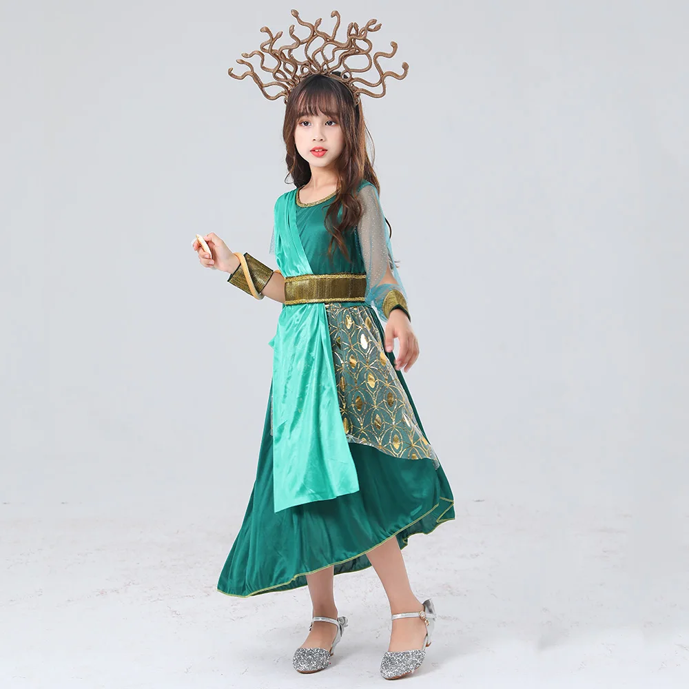 Child Girl The Gorgon Medusa Ancient Greek Mythological Cosplay Princess Costume Kids Performance Fancy Dress Halloween Party