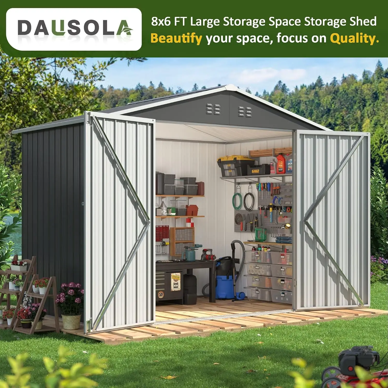 7.8x5.7FT Outdoor Storage Shed Metal Garden Tool Sheds for Backyard