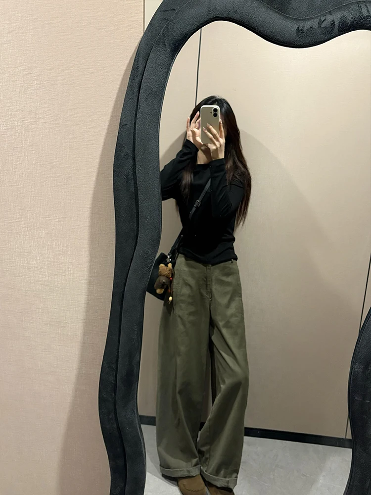 Bla Pure Cotton Base Layer Long Sve T-irt round Ne Slim Fit Versatile Casual Sle Women's Top for Autumn