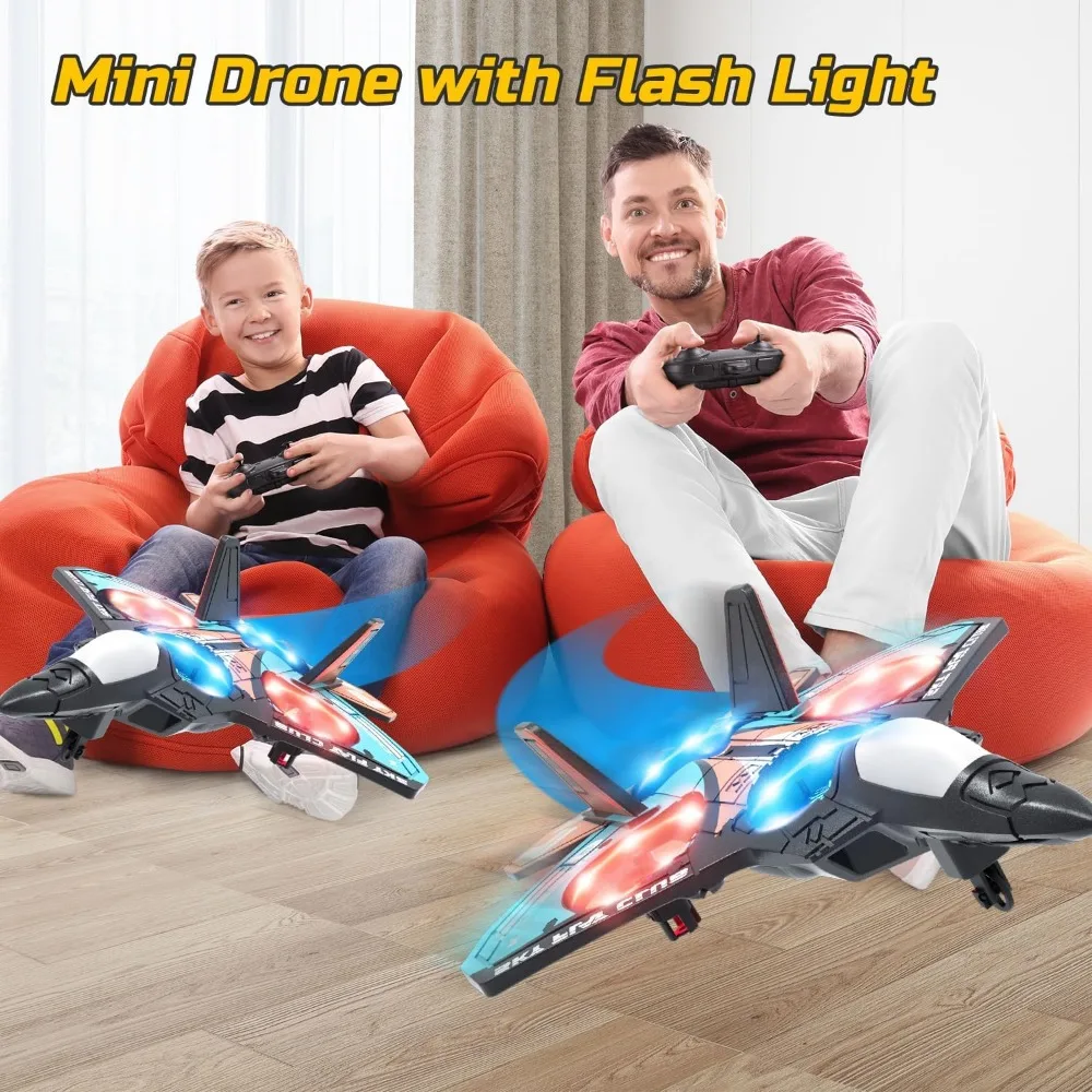 Kindvriendelijke RC Foam Fighter Jet Drone met LED-verlichting, Auto Hover, 360° °   Flips en dubbele batterijen voor een vliegtijd van 32 minuten