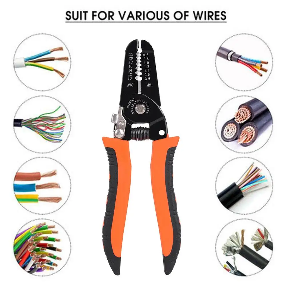 7 In 1 Multifunction Wire Stripper 0.6-2.6mm Range Tool Tool Electrician Plier Hand Crimping Stripping Cutter Cable Wire Re H6u5