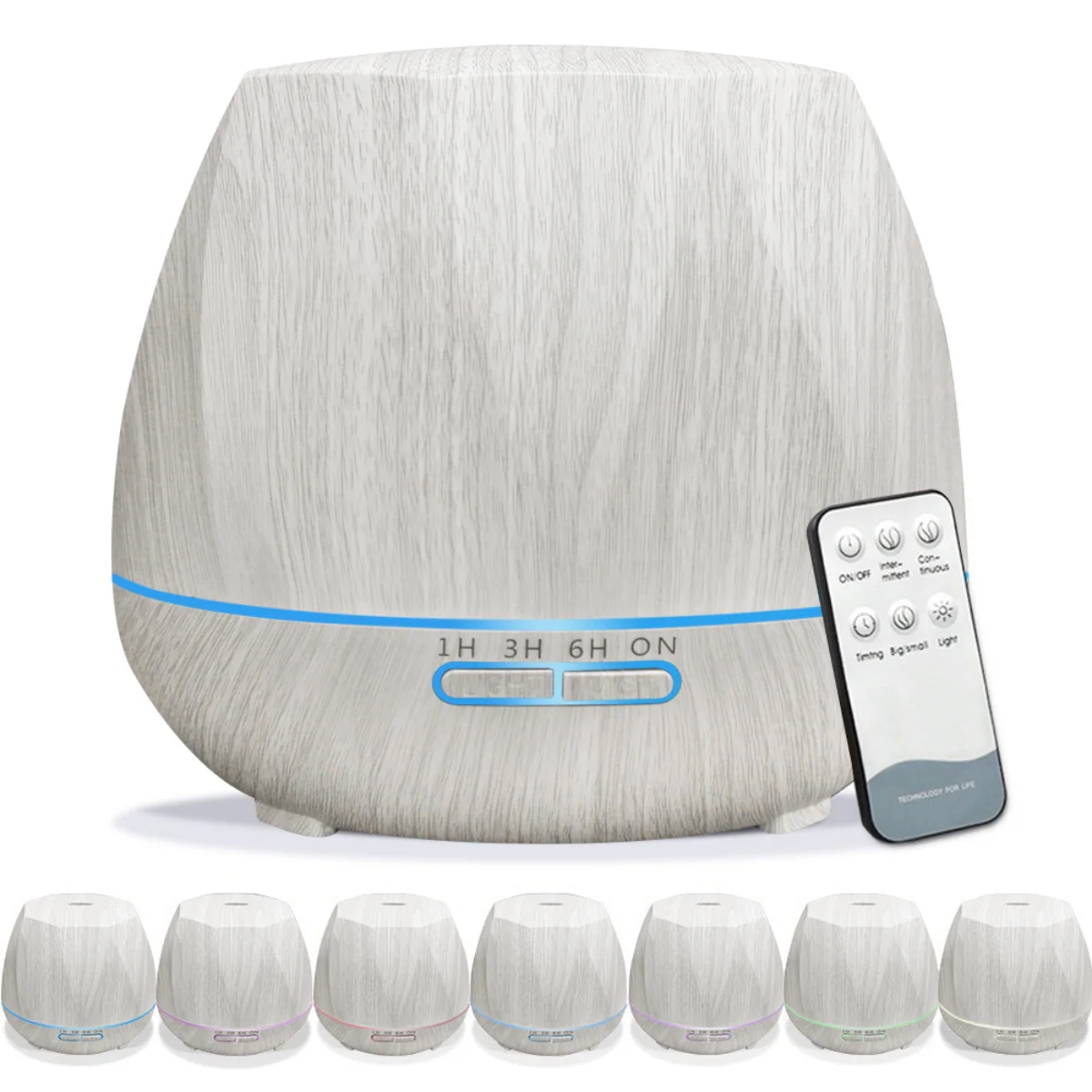 

Увлажнитель белого древесного зерна с 7-цветным светодиодом, улучшает сон и снятие стресса.