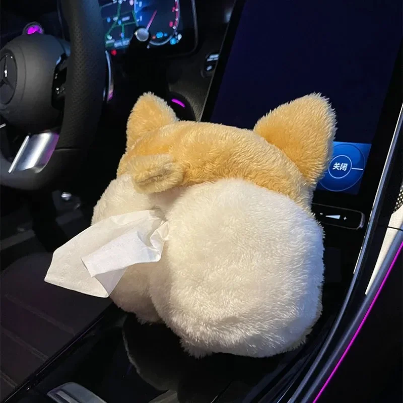 

Автомобильная коробка для салфеток, плюшевые животные, забавный мультфильм, корги, кошки, задняя часть автомобильного сиденья, подголовник, подлокотник, держатель, коробка, держатель для бумаги, Стайлинг автомобиля