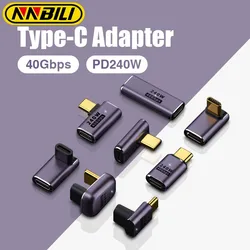 NNBILI USB 4.0 PD 240W 8K 60Hz Charger Connector for Macbook 40Gbps High Speed USB C OTG Straight Angle Male to Female Adapter