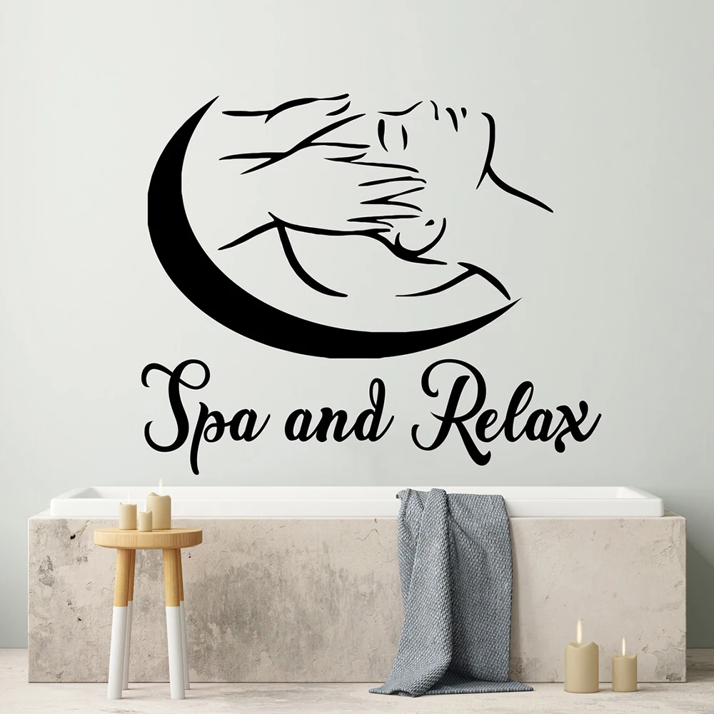 Calcomanías de pared para salón de belleza, vinilo Adhesivo de pared para SPA, decoración artística de Spa, arte de bienestar, A658