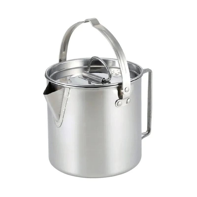 

Folding Handle Camping Hung Pot Outdoor Stainless Steel Kettle Portable Coffee Pot Picnic Cooker 1.2L Teapot for Cooking Picnic