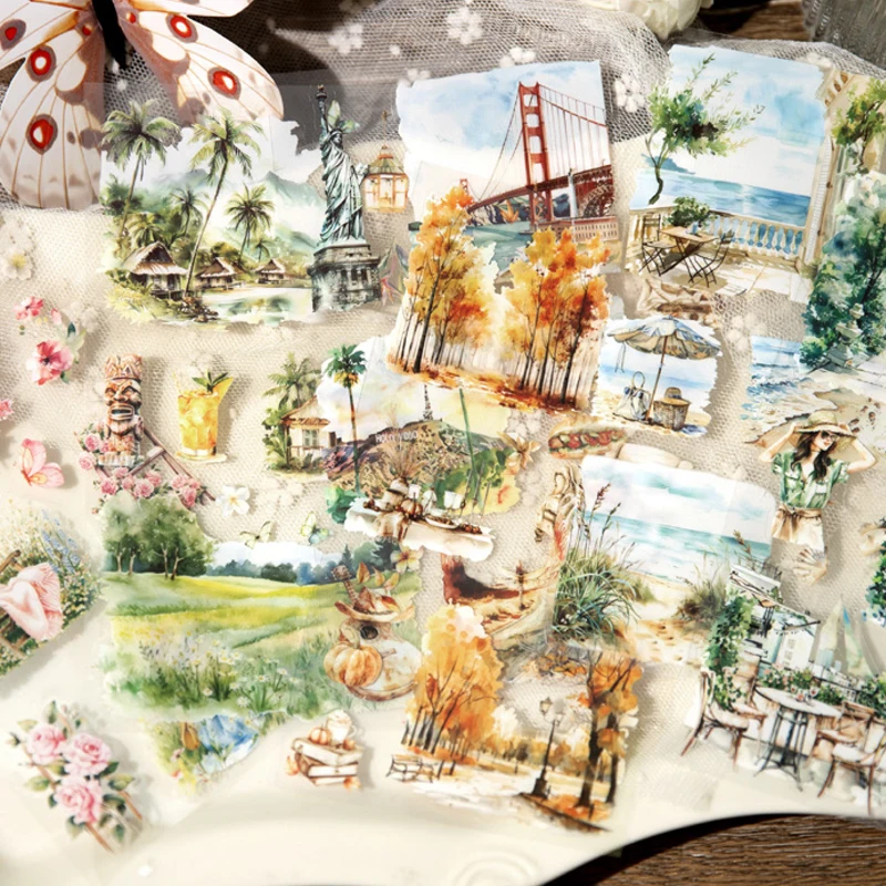 Mr. Paper, 6pcs/bag, Autumn Island Themed Stickers, Decorative Scrapbook, Diary, Hand Account, Base Decoration, DIY Stickers