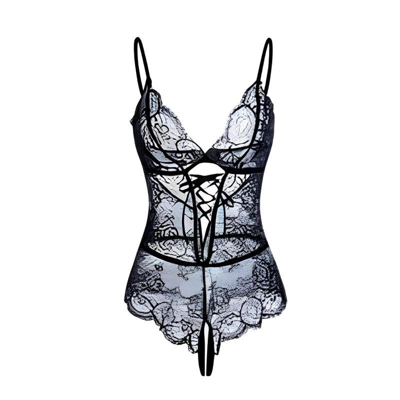 

Сексуальное прозрачное белье с открытой промежностью, женское сексуальное боди с глубоким V-образным вырезом, кружевной бюстгальтер, пижама