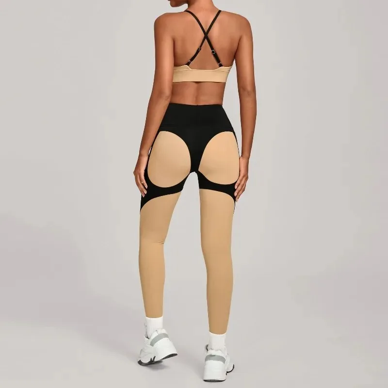 طقم يوجا نسائي عالي التمدد ومزود بألوان متعددة، طقم رياضي ضيق بخصر عالٍ ورفع الورك، طقم للجري واللياقة البدنية في الهواء الطلق #2