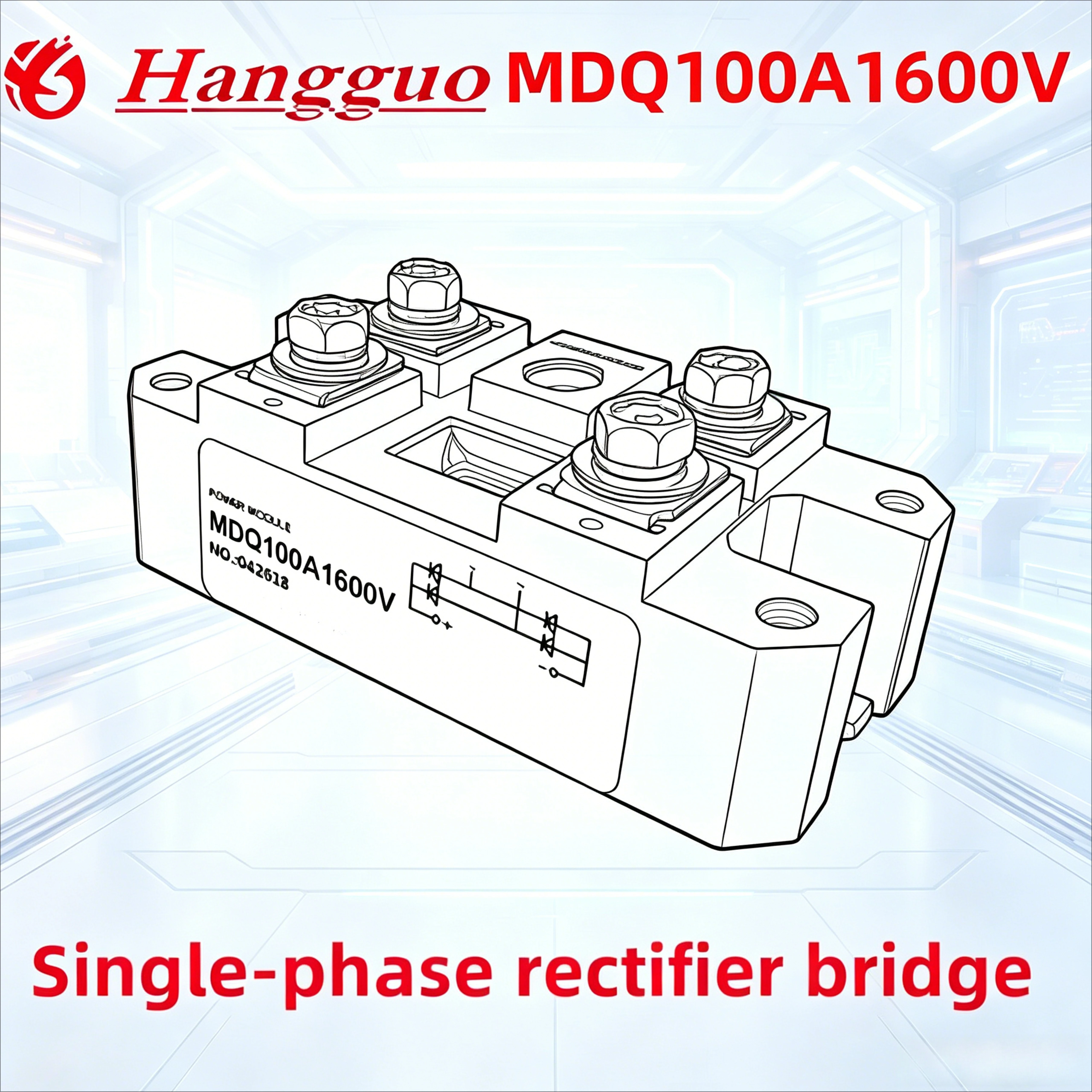 Original 100A High Power Bridge Rectifier MDQ100A 1600V 2 Phase 4 Terminal Diode