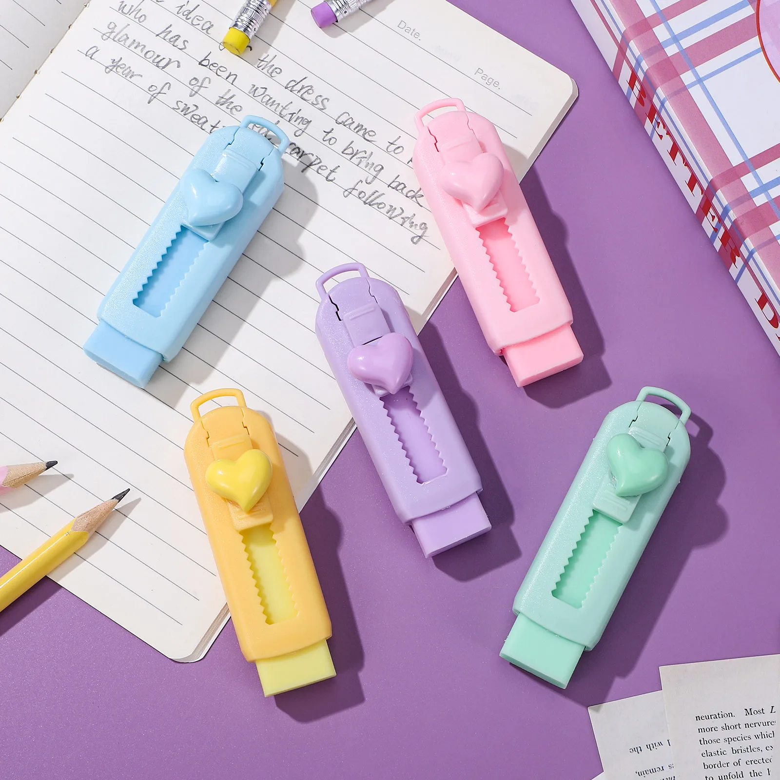 Mini Telescopic Pencil Eraser Retractable Cute Small Test Exam Erasers Shape Child