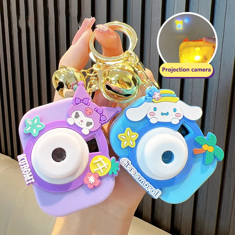 Sanrio Anime Hello Kitty Keychain My Melody Cinnamoroll Projection Camera Cartoon Pendant Car Key Keyring Hanging Ornaments ﻿