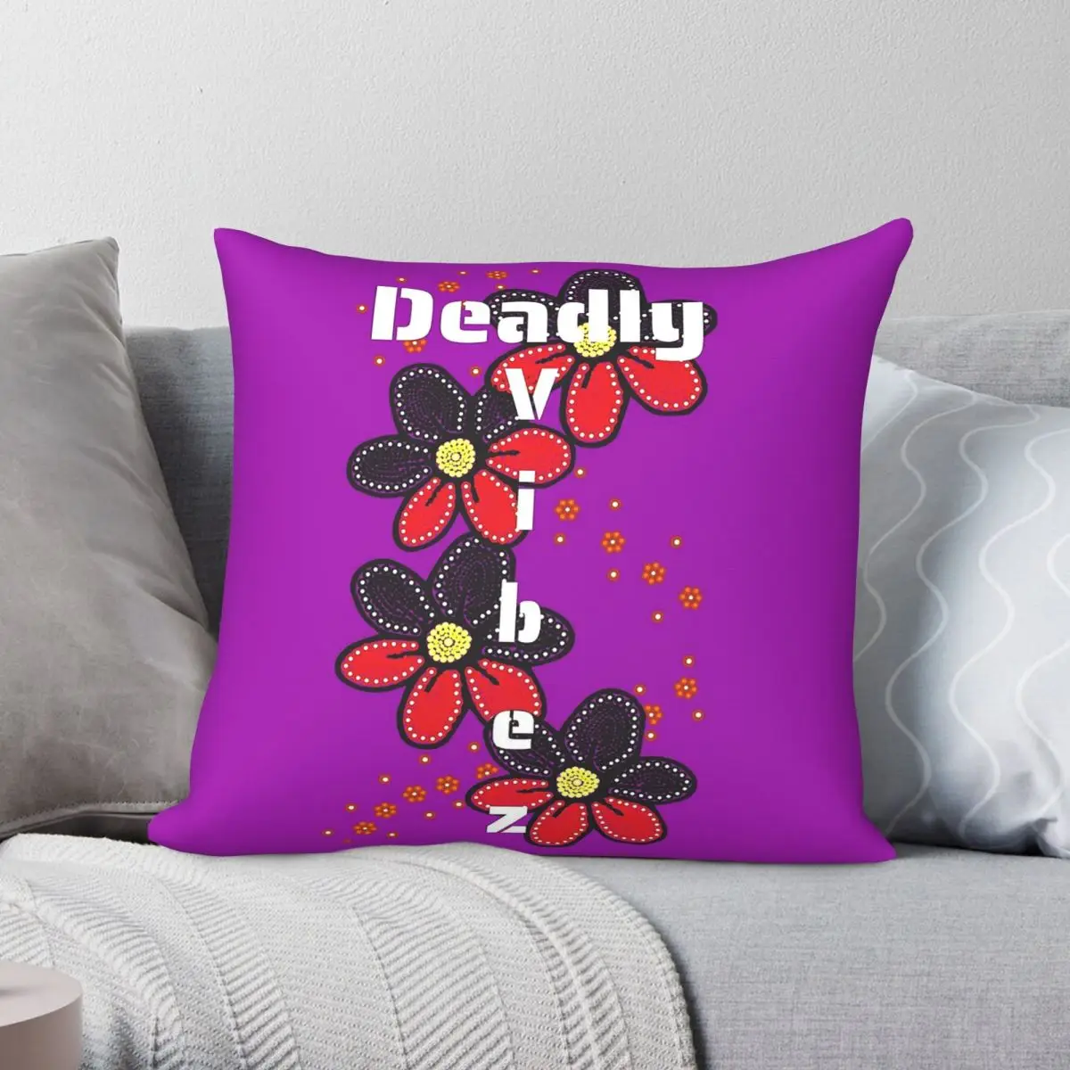Indigenous Dot Deadly Vibez Square Pillowcase Polyester Linen Velvet Printed Zip Decorative Throw Pillow Case Sofa Seater Cover