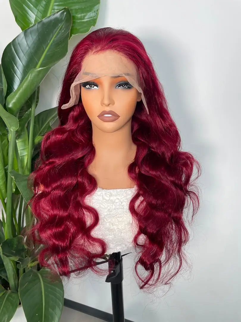 99J Body Wave Lace Front Human Hair Wigs 250% Density 30 Inch Colored Brazilian Pre Plucked 13X4 Frontal Lace Wigs for Women