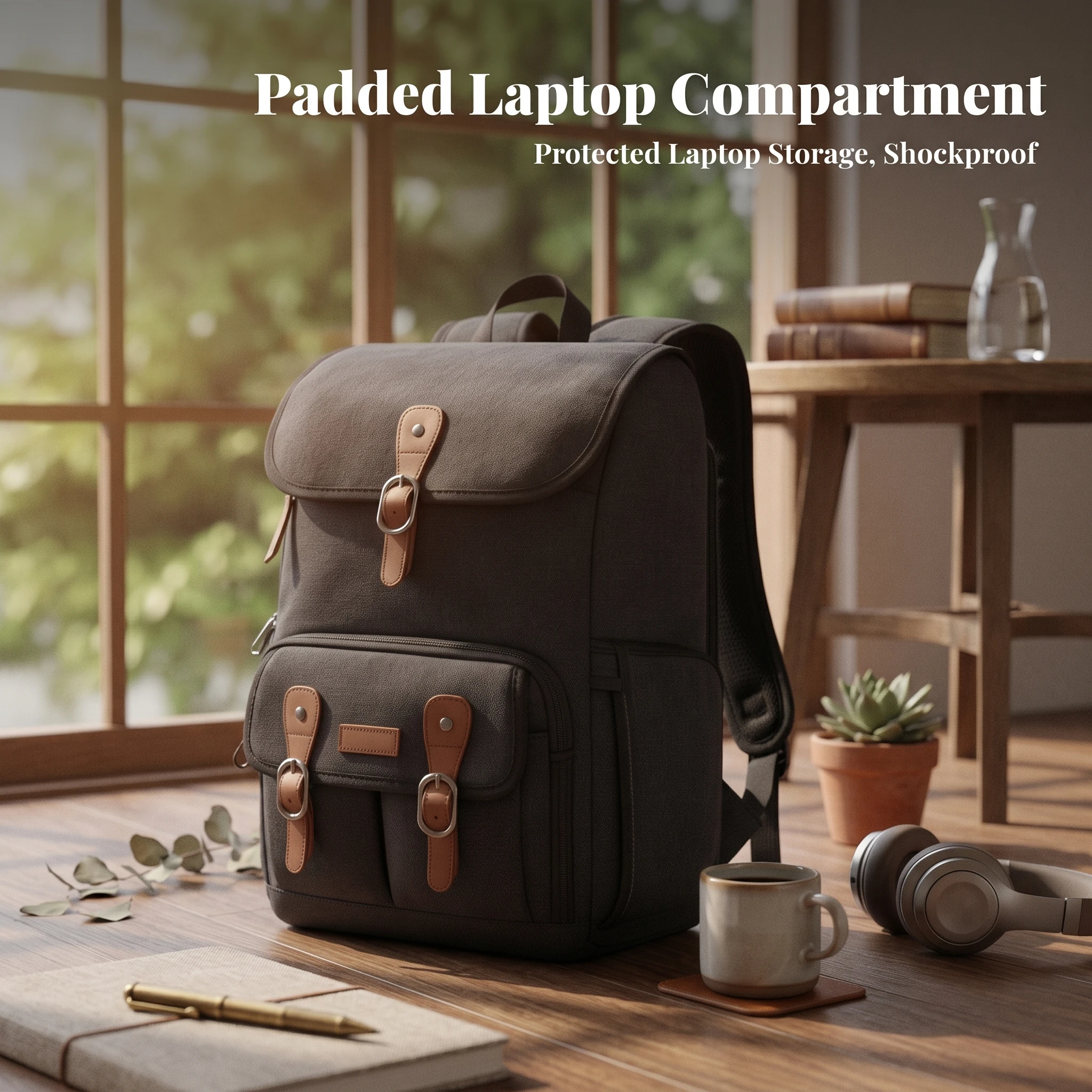 Canvas Structured Padded Camera Bag Backpack Laptop Camera Backpack