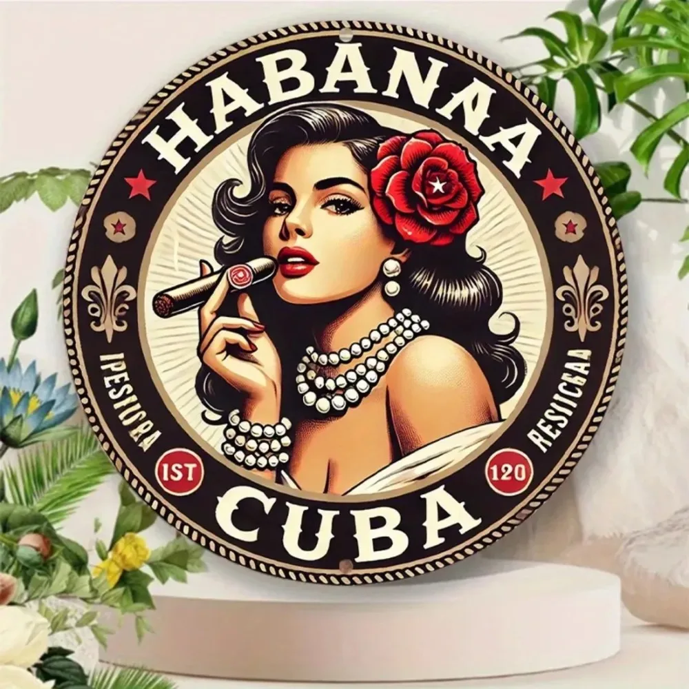 Vintage Havanna Zigarren 8x8 Zoll Metall-Blechschild Retro Wanddekoration für Zuhause und Bar