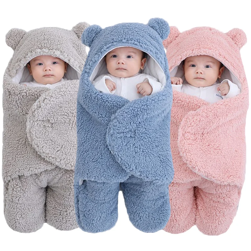 Newborn Baby Sleeping Bags Soft Baby Wrap Blankets Bedding Envelope For Newborn Thicken Fleece Infant Sleepsack 0-6 Months