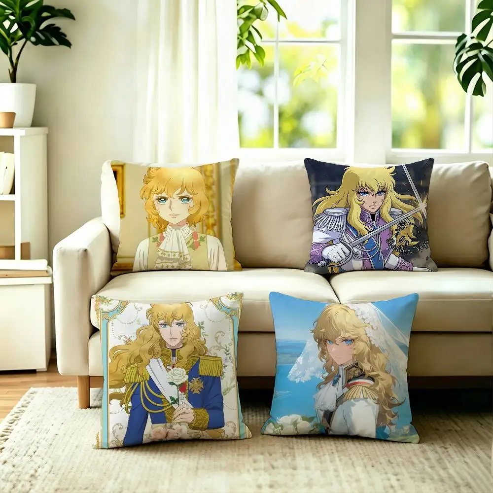 Rose of V-Versailles Lady Oscar Laser Square Double-Sided printed Pillow Case Bedroom Bedside Pillow Sofa Cushion Cover