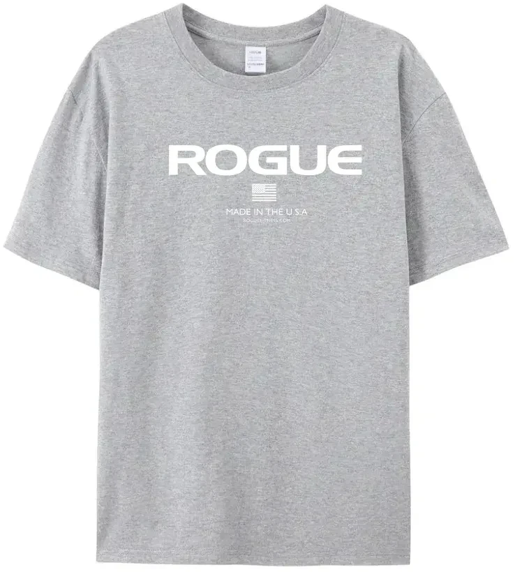 2024 Men Cotton T Shirt Summer Brand Tshirt Breathable and Stylish Rogue Fitness Logo T-Shirt - O-Neck Casual Tops for Men