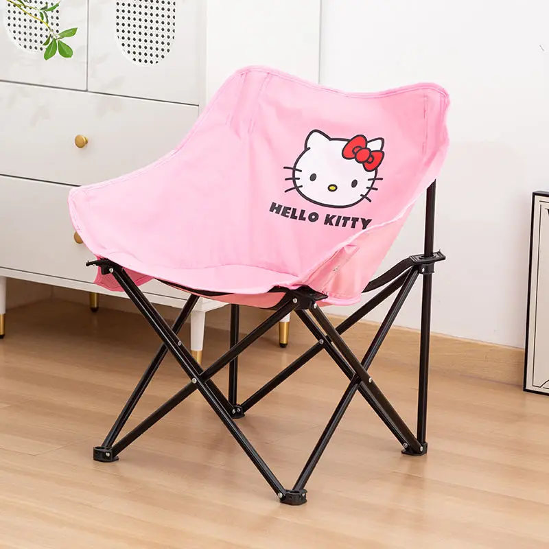 Hello Kitty Outdoor Folding Chair Anime Cartoon Portable Moon Chair Camping Chair Picnic Table Chair Beach Chair Small Stool