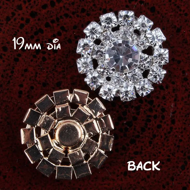10PCS Handmade Vintage Metal Decorative Buttons Crystal Pearl Flower Center Alloy Flatback Rhinestone Buttons Craft Supplies