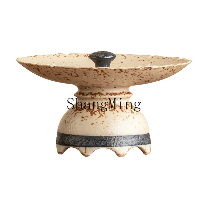 

PYH blue and white flint red ceramic incense burner base gold painted hand painted small daisy incense socket indoor