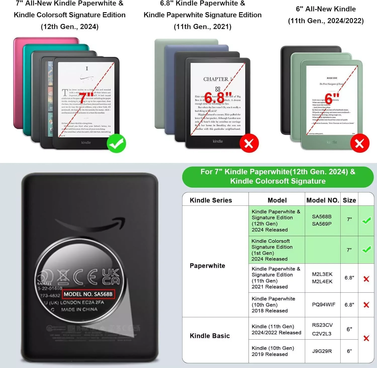 2PCS For Kindle Paperwhite 2024 12th Gen 7.0 Tempered Glass Screen Protector Colorsoft Signature Edition 2024 Protective Film