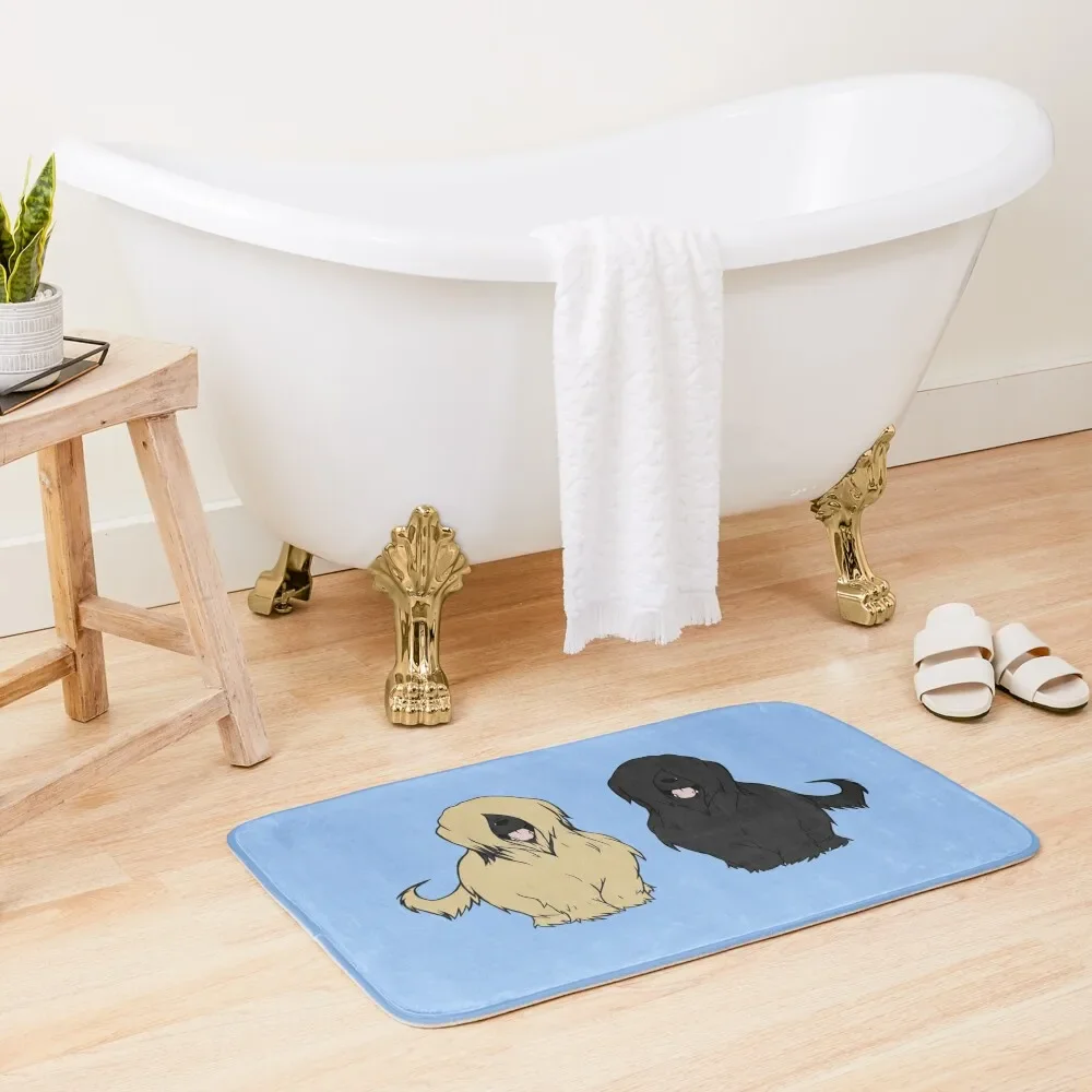 

Paired Briards - Fawn and Black Bath Mat Entrance Door Washable Non-Slip Kitchen Rug Mat