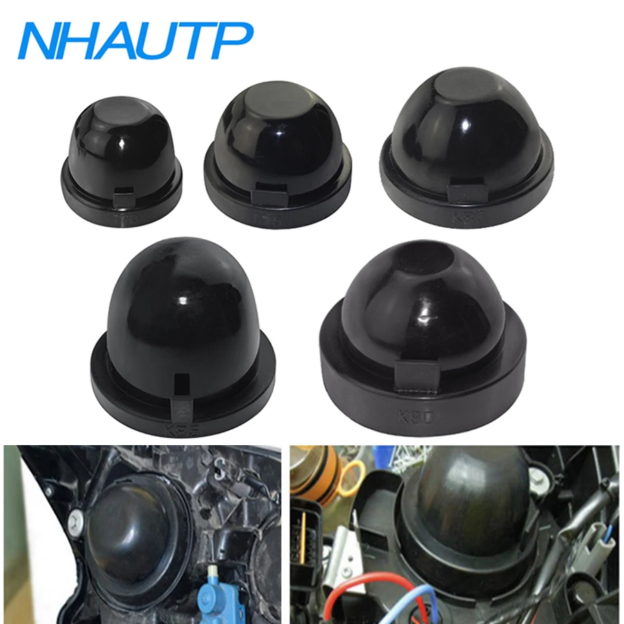 NHAUTP 2Pcs Rubber Car LED HID Headlight Bulbs Dust Cover 55/65/70/75/80/85/90/95/100mm Seal Cap Universal