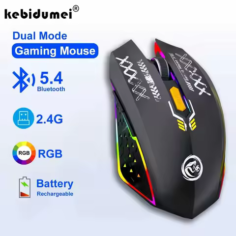 Dual-Mode Wireless Mouse Bluetooth 5.4 2.4G Mouse RGB Backlight Mice 1600DPI Rechargeable Gaming Mouse for PC Tablet Laptop
