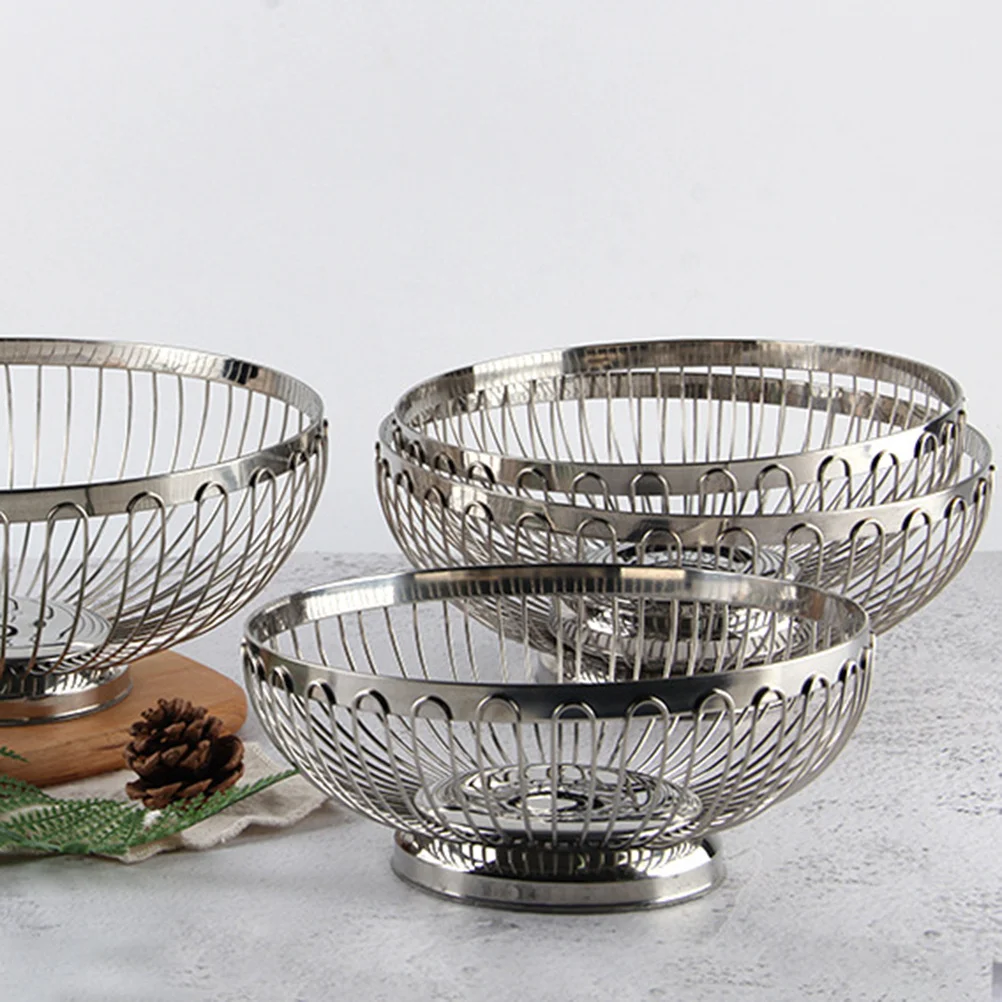 

Kitchen Fruit Basket Stainless Steel Large Capacity Hollow Out Design For Washing Drying Storing Fruits Vegetables Snacks