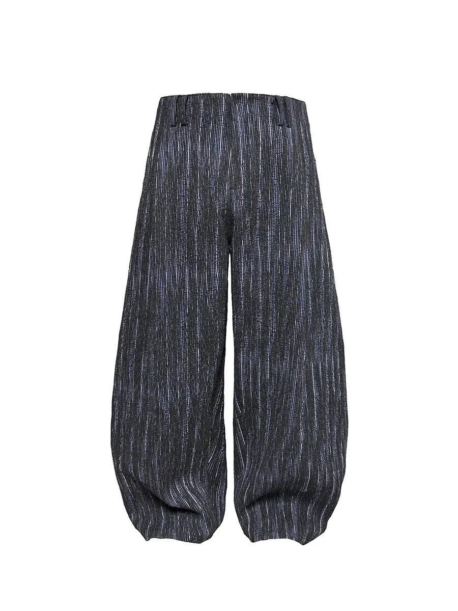 

Mauroicardi Autumn Oversized Long Flowy Jacquard Baggy Wide Leg Twisted Belted Pants for Mens Trousers Menswear Clothing 2025