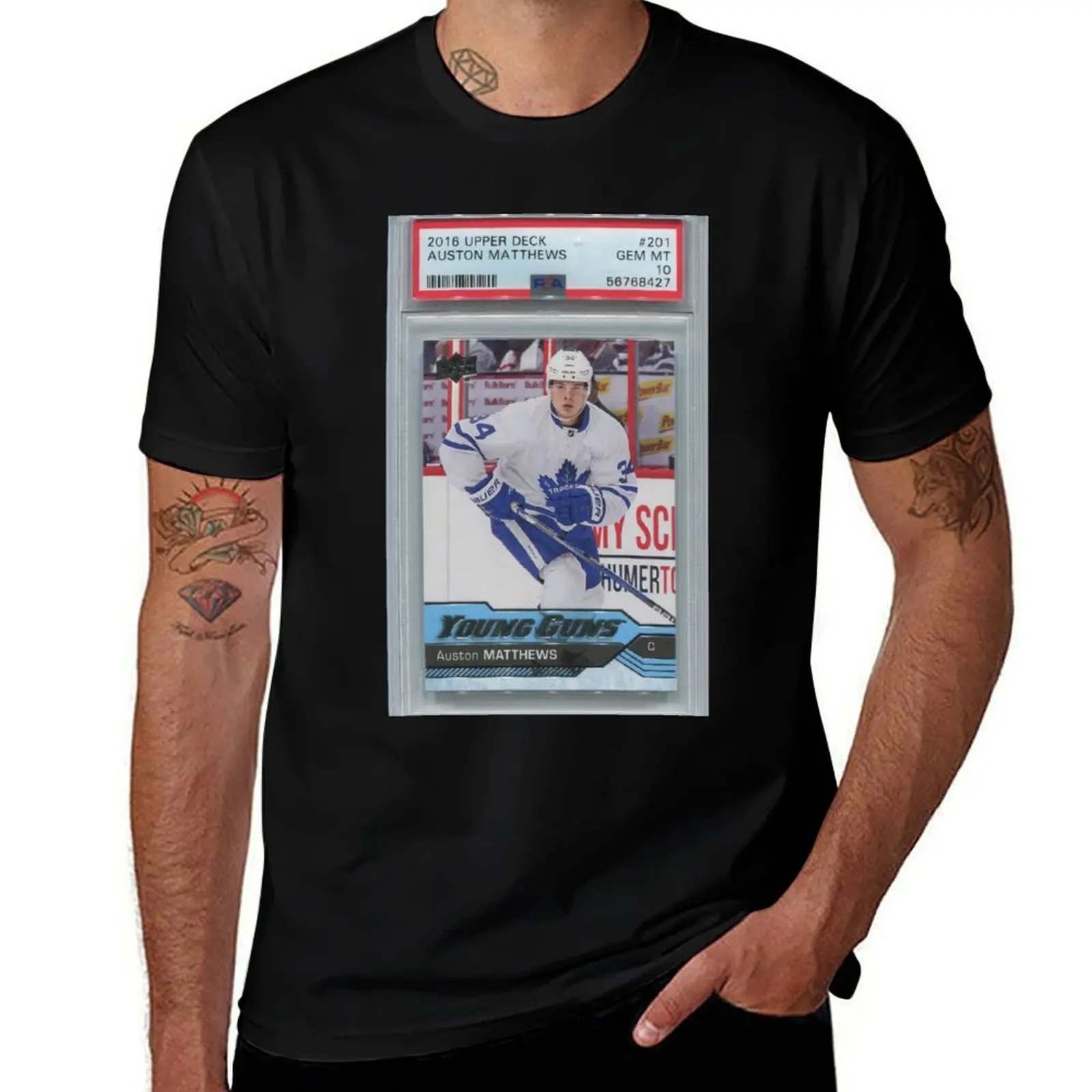 

Auston matthews Young guns card in sleeve T-Shirt cotton t shirts man 100% cotton t shirts high quality