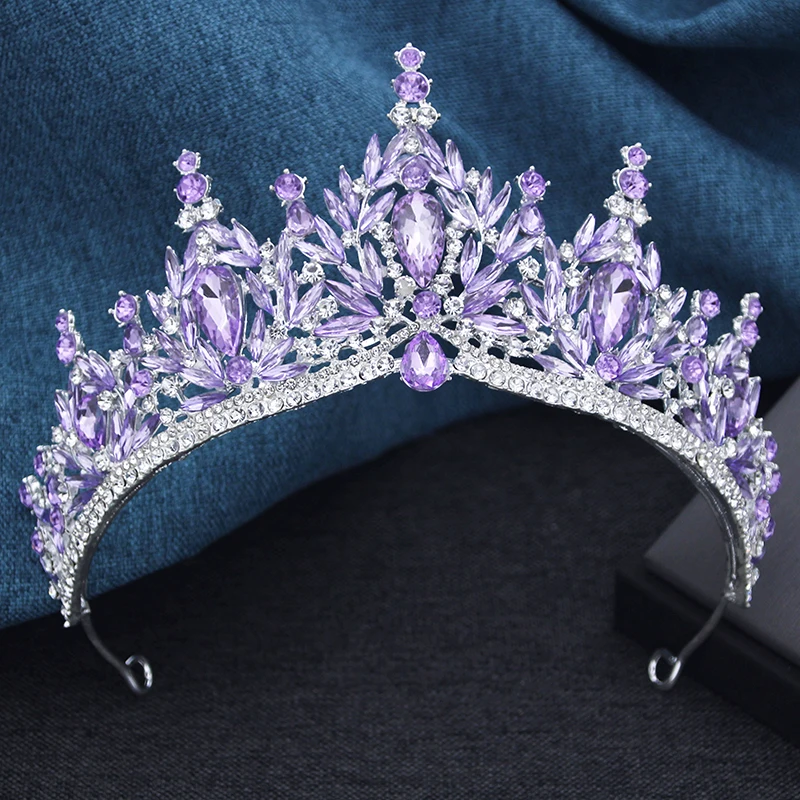 12 Kleuren Barok Luxe Groene Kristal Tiara Voor Vrouwen Bruiloftsmeisjes Verjaardagsfeestje Elegante Kroon Haar Sieraden Accessoires