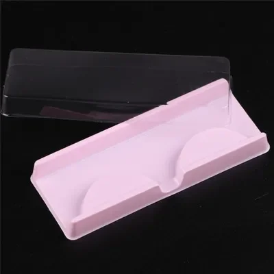 

50 sets packing Box Flat eyelashes packaging transparent lid beige pink custom Fake eyelash Tray Storage cover single Case Tool