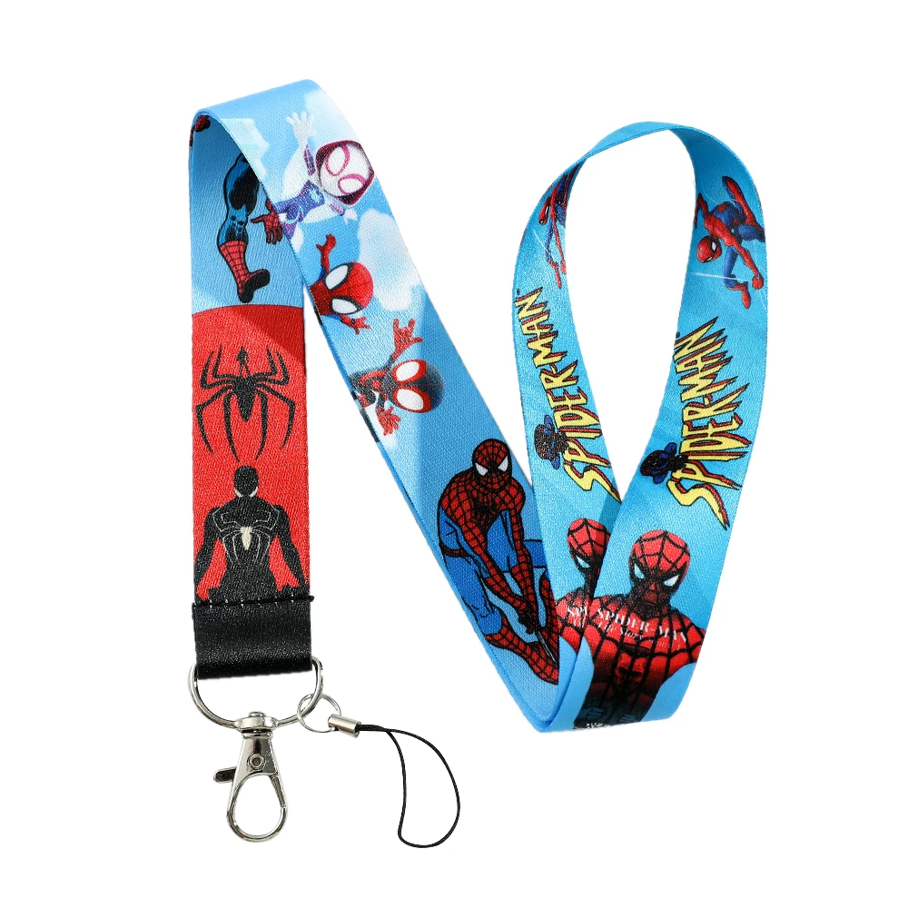 Disney Marvel Spiderman Neck Phone Strap Lanyard Keychain for Wallet Charm Cartoon Lariat Student Chain Anti-lost Decoration