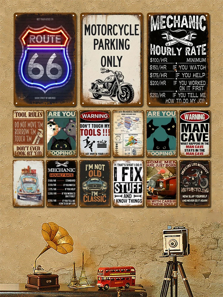 Retro Metall Zeichen Wand Kunst Wandbild Ästhetische Zimmer Home Decor Artikel Poster Vintage Metall Platte Garage Dekoration Zinn Zeichen Platten Bar – Detail 3