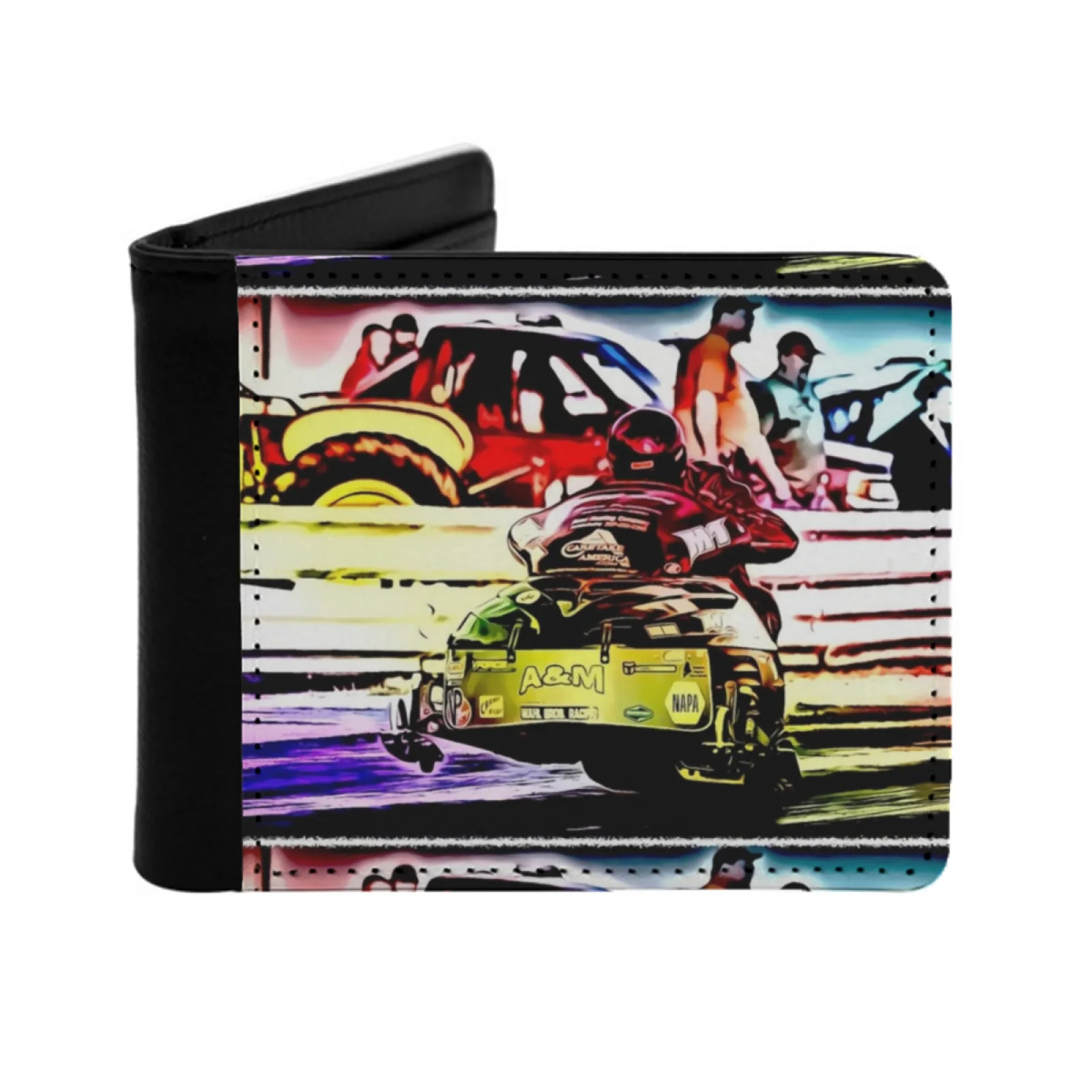

Fast Snowmobile Drag Racing On Asphalt Men Wallets Card Man Wallet Short Purse Bi-Fold Personalized Purses Drag Racing