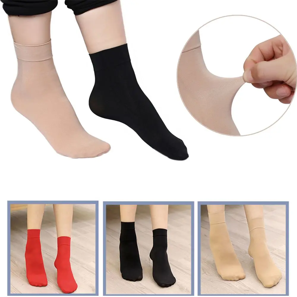 New 1/5 Pairs Wide Mouth Socks Warm Solid Color Length Socks Comfortable Nylon Ankle Socks Winter