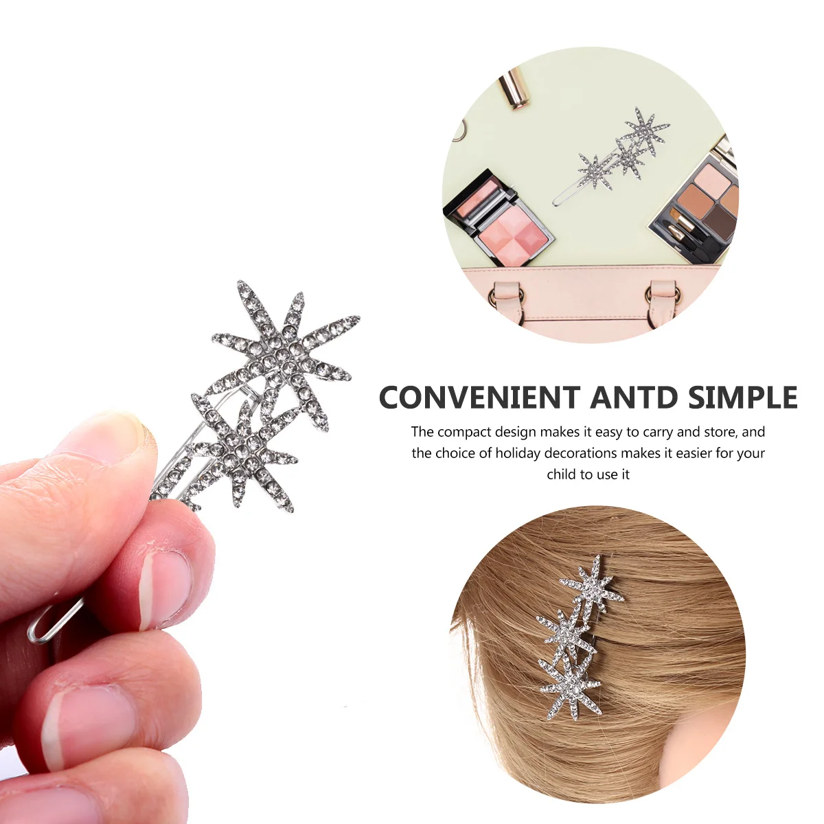 

Snowflake Star Rhinestone Hair Clip Shiny Elegant Design Party Wedding Hair Accessories Fashion for Women