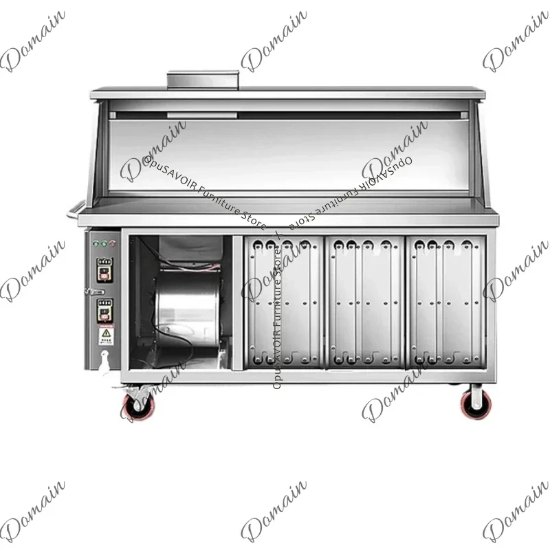 M4T HJ Commercial Mobile Smokeless Charcoal BBQ Grill Cart with Oil Smoke Purification System Eco-Friendly Outdoor Barbecue Stov