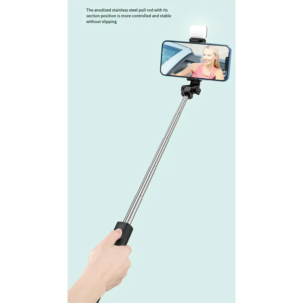 Premium Wireless 360-Degree Rotation Selfie Stick Tripod With Fill Light Retractable Folding Portable Selfie Stick