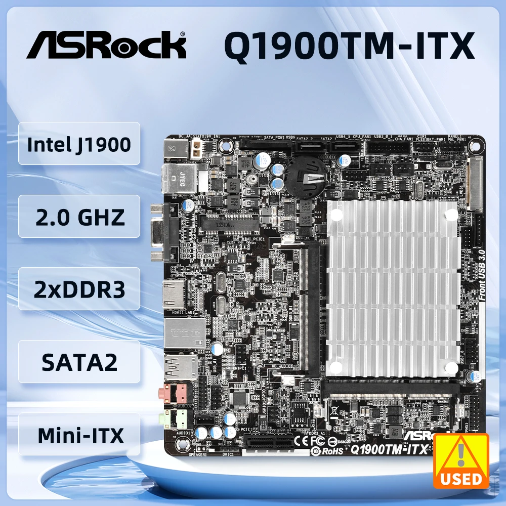 Q1900 ASRock Q1900TM-ITX Mini-ITX Motherboard Intel quad-core processor J1900 DDR3 16GB 2xSATA2 3.0 PCI Express 2.0 USB 3.1